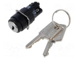 Switch: rotary with key | 16mm | Stabl.pos: 2 | NC + NO | 51 | Pos: 2