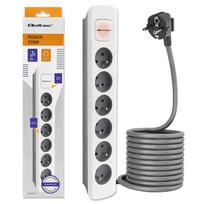 Qoltec Power strip | 6 sockets | 1.8m | White-grey