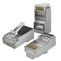 Qoltec RJ45 Through connector plug | CAT6 | FTP | Pass Through | Gold plated contacts | 100 pieces