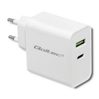 Qoltec Charger | 45W | 5-20V | 2.4-3A | USB type C PD | USB 3.0 | White