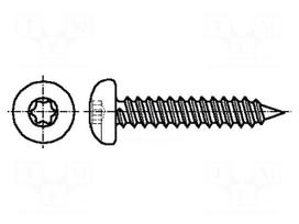 Screw | for metal | 4.8x19 | Head: cheese head | Torx® | TX25 | zinc