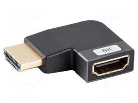 Adapter | HDMI socket,HDMI plug 90° left/right | HDMI 2.1 | silver