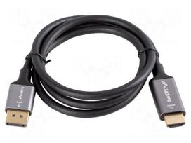 Cable | DisplayPort plug,HDMI plug | PVC | 1m | black | 32AWG | Core: Cu