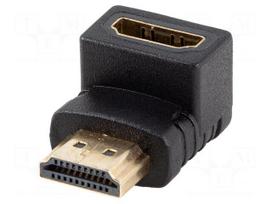Adapter | HDMI socket,HDMI plug 90° up/down | HDMI 2.0 | PVC | black