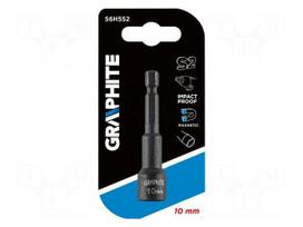 Screwdriver bit | 6-angles socket | 1/4" | HEX 10mm | L: 65mm