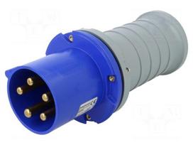 Connector: AC supply 3-phase | plug | male | 63A | 250V | IP&S | IP44