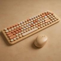 Wireless keyboard and optical mouse set MOFII Sweet MO-SWEET-L.BROWN — wireless 2.4 GHz, full-size keyboard with matching full-size optical mouse