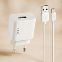 USB wall charger iKaku KSC-314 with integrated 1 m Lightning cable, 2.4 A output, white