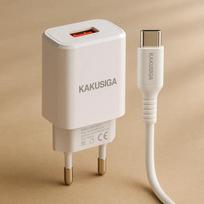 Charger iKaku KSC-917 18W Smart with 1× USB port and Type‑C cable, White