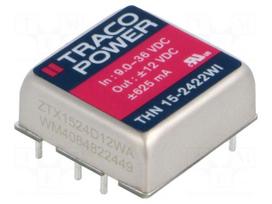 Converter: DC/DC | 15W | Uin: 9÷36VDC | Uout: 12VDC | Uout2: -12VDC | THT