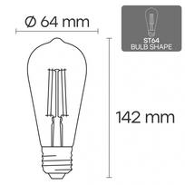 LED Filament bulb E27, ST64, 8W, 960lm, 3000K, 360°, amber