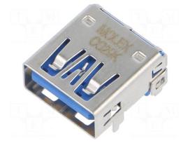 Connector: USB A | socket | on PCBs | THT | PIN: 9 | angled 90° | USB 3.0