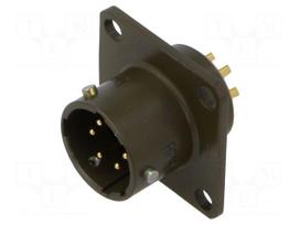 Connector: circular | socket | male | PIN: 6 | PT/451 | 7.5A | 600V | olive