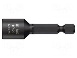 Screwdriver bit | 6-angles socket | 1/4" | HEX 10mm | without magnet