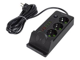 Įrankiai ir matavimo prietaisai // Įrankių, priedų naujienos // 98-237# Przedłużacz sieciowy ps-350u 3-gniazda 4xusb+usb-pd 3m ładowarka indukcyjna