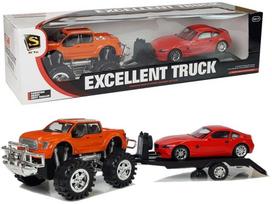 Žaidimų zona | PC | Konsolės | Priedai // Žaislai ir žaidimai vaikams // Zestaw Pojazdów Pomarańczowy Monster Truck Czerwone BMW Laweta 58 cm