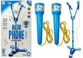 Garso sistemos ir priedai // Muzikos instrumentai // Mikrofony Zestaw Karaoke Dla Dzieci Niebieski Statyw Na Baterie