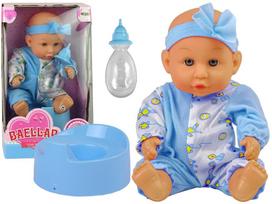 Žaidimų zona | PC | Konsolės | Priedai // Žaislai ir žaidimai vaikams // Lalka Bobas Niebieska Nocnik Siusia Pije Kokardka 24 cm