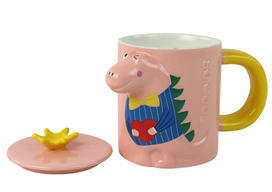 Žaidimų zona | PC | Konsolės | Priedai // Žaislai ir žaidimai vaikams // Kubek Z Przykrywką Dinozaur Różowy Dinozaur 400 ml
