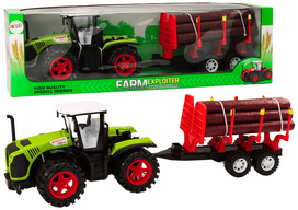 Žaidimų zona | PC | Konsolės | Priedai // Žaislai ir žaidimai vaikams // Traktor Farmerski Z Przyczepą Na Drewno 9 Bali Drzewa Napęd Zielony