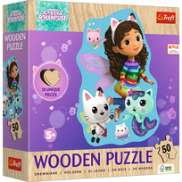 Žaidimų zona | PC | Konsolės | Priedai // Edukaciniai žaislai | Interaktyvūs | Kūrybiški | Meniški // Puzzle - 50 Drewniane - Wesoła Gabi - Koci Domek Gabi - Trefl 20260