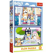 Žaidimų zona | PC | Konsolės | Priedai // Edukaciniai žaislai | Interaktyvūs | Kūrybiški | Meniški // Puzzle - 2x24 - Zabawna Bluey - Trefl 34446