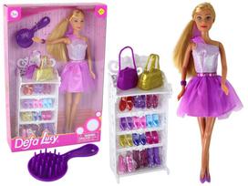 Žaidimų zona | PC | Konsolės | Priedai // Žaislai ir žaidimai vaikams // Lalka Lucy Sukienka Fioletowa Brokat Zestaw Buty