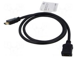 Cable | HDMI socket,HDMI plug | PVC | 1m | black | Core: Cu | black