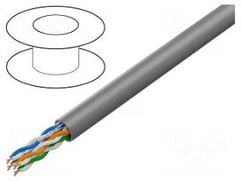 Wire | U/UTP | Cat 5e | 4x2x25AWG | Cu | wire | PVC | grey | 100m | CPR: Fca