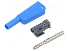 Laboratory connector: 4mm banana | plug | 32A | 1kV | blue | soldered