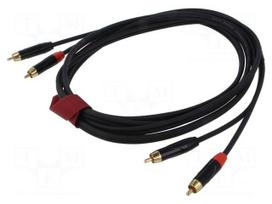 Cable | RCA plug x2,both sides | 3m | black | PVC