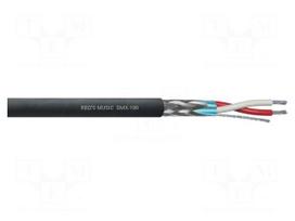 Wire: DMX | 2x0.25mm2 | stranded | 110Ω | black | Core: Cu,tinned | 500m