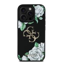 Guess PU Grained Roses 4G Metal Logo Case for Apple iPhone 16 Pro