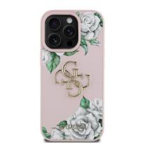 Guess PU Grained Roses 4G Metal Logo Case for Apple iPhone 16 Pro