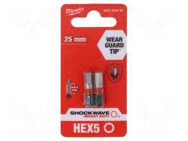 Screwdriver bit | hex key | HEX 5mm | Kind: impact | Overall len: 25mm