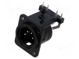 Connector: XLR | socket | male | PIN: 4 | angled 90° | THT | black | 6A