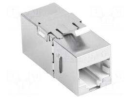 RJ 45 coupler | Keystone | silver | in housing,push-in | Cat 6 | 8p8c