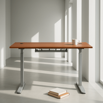 Adjustable Height Table Up Up Bjorn Gray, Table top L Dark Walnut