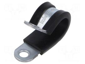 Fixing clamp | ØBundle : 14mm | W: 15mm | steel | Cover material: EPDM