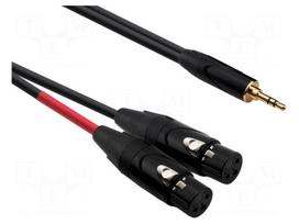Cable | Jack 3.5mm plug,XLR female 3pin x2 | 2m | black | PVC