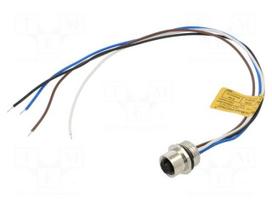 Connector: M12 | plug | PIN: 4 | female | 250V | IP67,IP68 | 4A | 0.3m