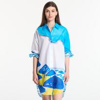 Sukienka Michael Kors X Christina Zimpel Beach Shirt Dress White - Dydis M (MS683I6L7J 100 Suknelės)