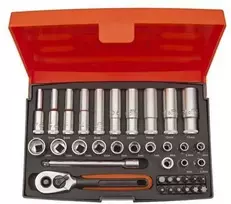 Bahco Ilgų ir trumpų galvučių komplektas 4-13mm + bits PH,PZ,HEX,TORX 37 vnt 1/4"