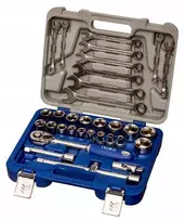 Galvučių, priedų ir terkšlės rinkinys 1/2" 23 vnt. 8-32mm IRIMO