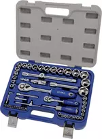 Galvučių, priedų ir terkšlių komplektas 1/2" ir 1/4" 58 vnt. 4-32mm IRIMO