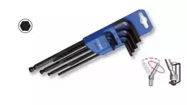 L-formos Hex raktų suapvalinta galvute rinkinys 9 vnt 1,5-10mm Irimo blisteryje