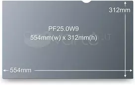 3M PF250W9 privatumo filtras juodas, skirtas 63,5 cm 25,0 16:9