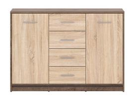 Komoda Nepo Plus 2D4S, ruda/ąžuolo spalvos