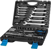 Mega Rinkinys 82 galvučių rinkinys 1/2", 1/4", 4-32 mm su plokščiu raktu 8-22 mm
