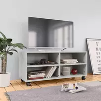 TV staliukas TV spintelė su ratukais, betono, 90x35x35cm, apdirbta mediena